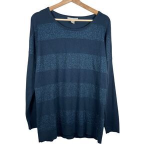 Banana Republic Sweater Angora Rabbit Hair Blend Womens XL Blue Metallic